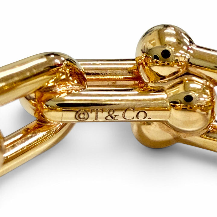 美品△TIFFANY&amp;Co. ティファニー ハードウェア スモール リンク リング AU750 ダイヤモンド 750(PG) d0.26 24年6月購入 15 JP10号 9.56g