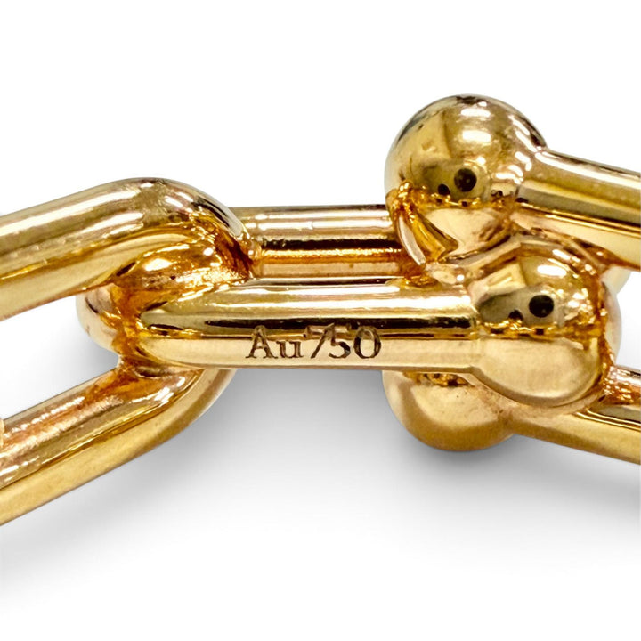 美品△TIFFANY&amp;Co. ティファニー ハードウェア スモール リンク リング AU750 ダイヤモンド 750(PG) d0.26 24年6月購入 15 JP10号 9.56g