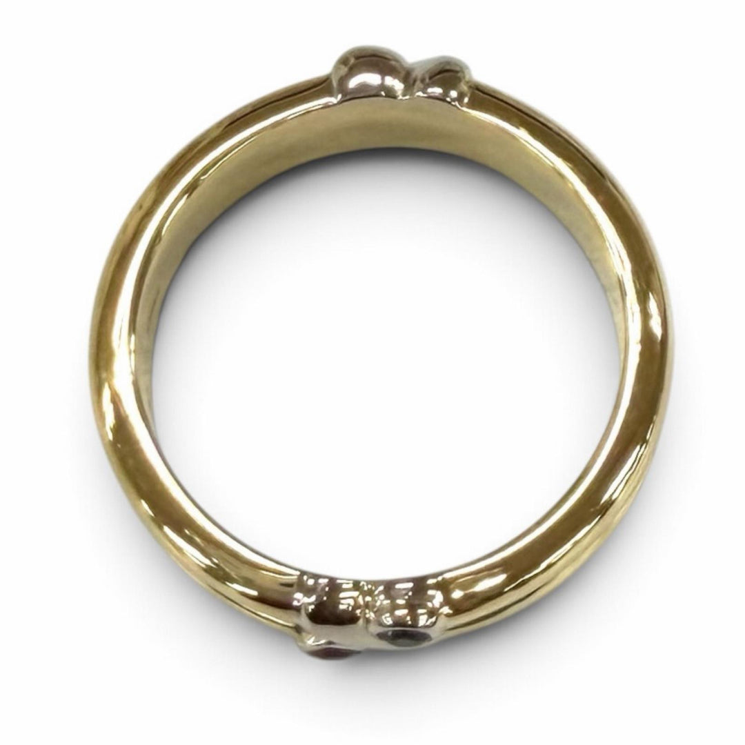 極美品★TIFFANY&amp;Co. ティファニー 750(YG WG) シグネチャー サファイア ルビー リング 指輪 JP11号相当 重量6.48g 保存袋付き