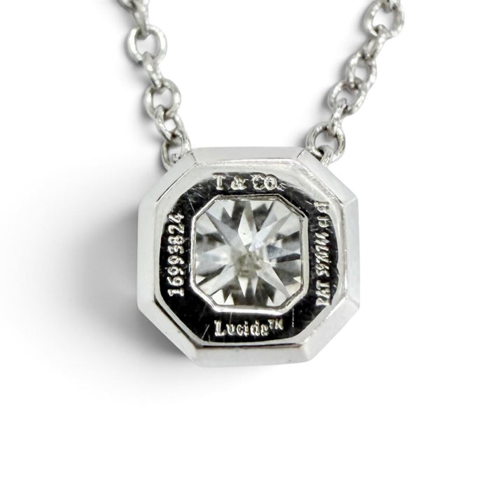 美品△TIFFANY&amp;Co. ティファニー 16993824 ルシダ ダイヤモンド ネックレス PT950 ダイヤ枠込 約5.5×5.5mm 約0.4ct プラチナ 重量2.83g