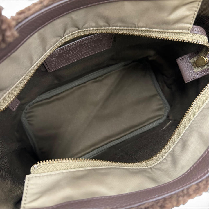 美品☆HUNTING WORLD ハンティングワールド ドルチェ ボア 2WAY ショルダーバッグ ハンドバッグ カーキ ブラウン レディース 保存袋付き