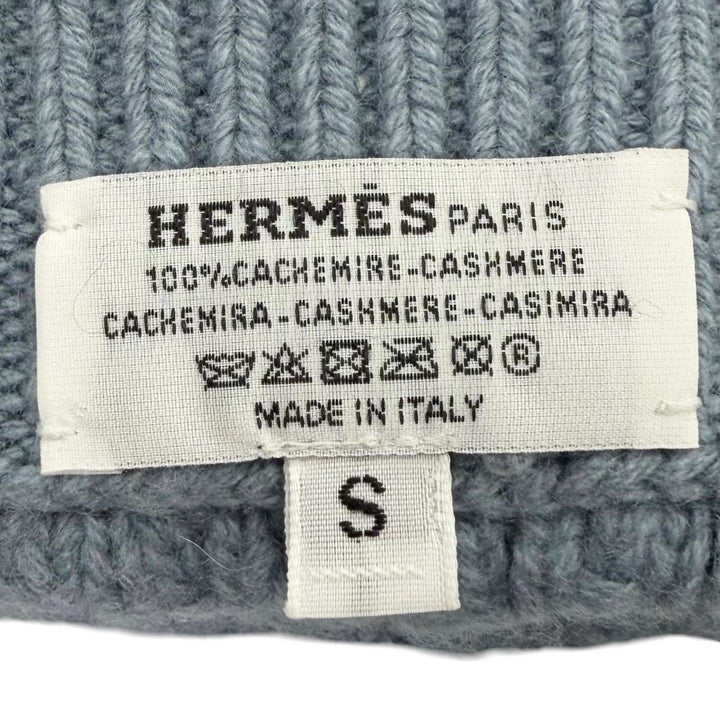 極美品▼HERMES エルメス トリ マイヨン カシミヤ100% ニット グローブ 手袋 ライトブルー S イタリア製 メンズ 防寒具 冬オススメ◎