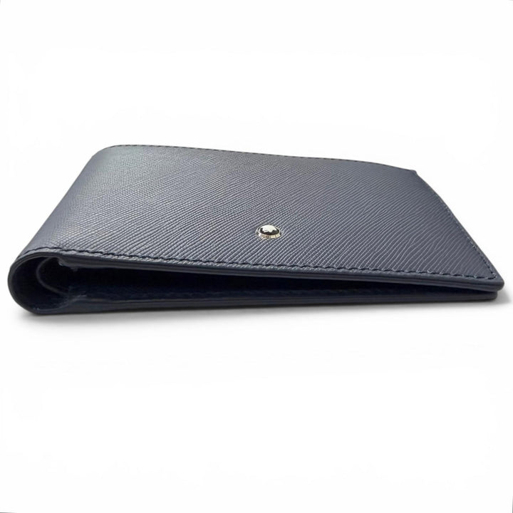 未使用品□MONTBLANC モンブラン SARTORIAL Wallet 6cc レザー ホワイトスター 二つ折り財布 札入れ インディゴ イタリア製 メンズ