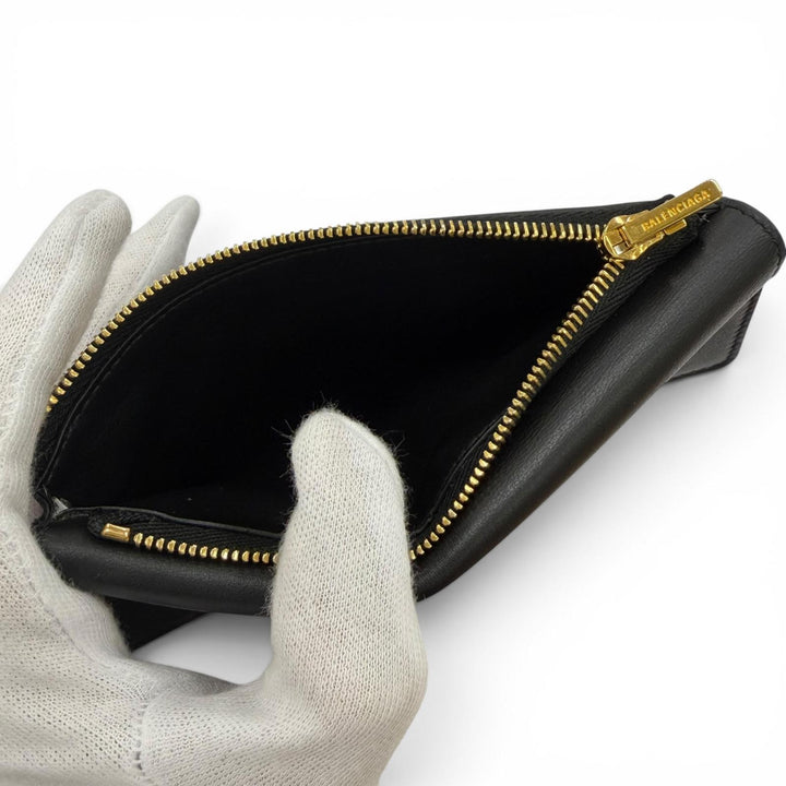 美品☆BALENCIAGA バレンシアガ 817716 Rodeo ロデオ ラージ コイン カードホルダー スムースカーフスキン カードケース ブラック 伊製