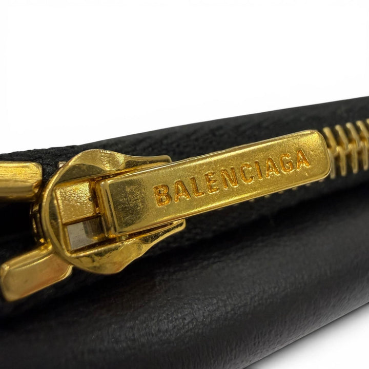 美品☆BALENCIAGA バレンシアガ 817716 Rodeo ロデオ ラージ コイン カードホルダー スムースカーフスキン カードケース ブラック 伊製