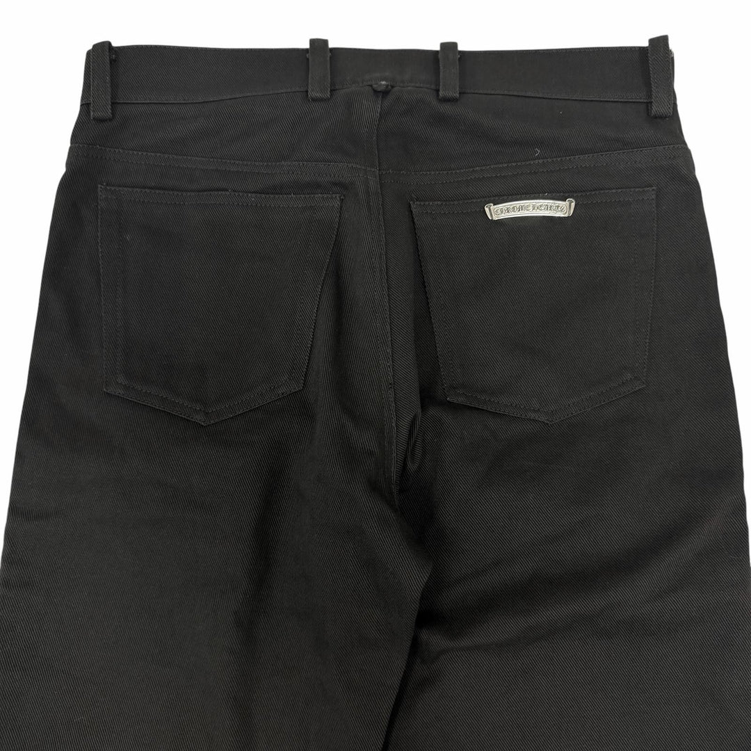 美品□CHROME HEARTS クロムハーツ コットン100％ SV925 フレアニー ホースシューボタン デニムパンツ ブラック 29 USA製 メンズ