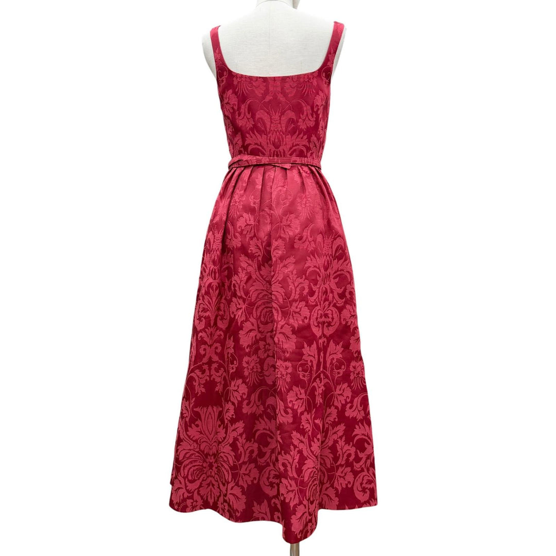 極美品◇Christian Dior クリスチャンディオール 2023年製 311R42A7137 シルク混 ラジワ妃着用 ジャカード ベルト ワンピース 38 正規品