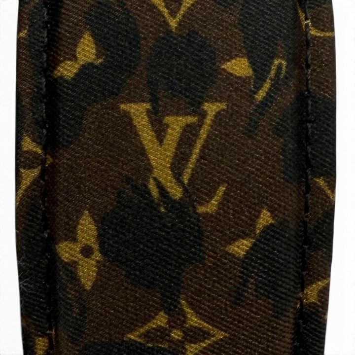 極美品★LOUIS VUITTON ルイヴィトン 2025年製 M03612 ヘッドバンド LV サファリ モノグラム レザー使い カチューシャ ブラウン 伊製