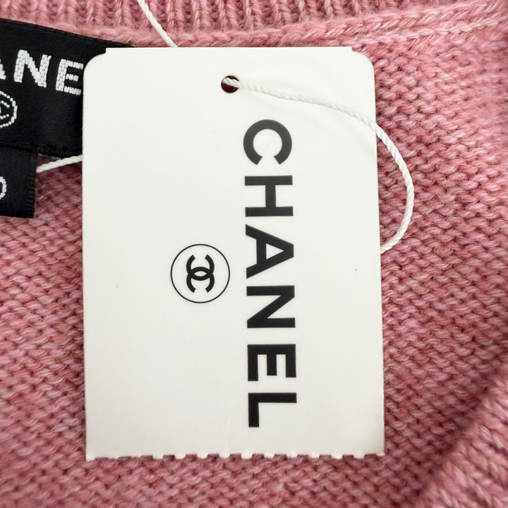 未使用品◇CHANEL シャネル P77545 カシミヤ98% グリポア風 カメリアボタン カーディガン ピンク 40 フランス製 正規品 レディース