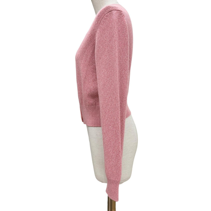 未使用品◇CHANEL シャネル P77545 カシミヤ98% グリポア風 カメリアボタン カーディガン ピンク 40 フランス製 正規品 レディース