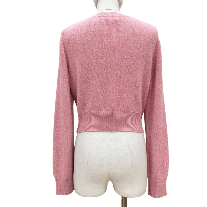未使用品◇CHANEL シャネル P77545 カシミヤ98% グリポア風 カメリアボタン カーディガン ピンク 40 フランス製 正規品 レディース