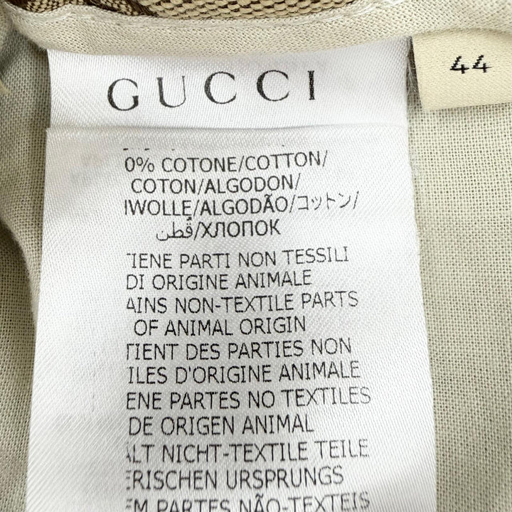 極美品◇GUCCI グッチ 755210 コットン ロゴボタン付 GG総柄 レザー使い イージーパンツ ジョガーパンツ ブラウン 44 伊製 正規品 メンズ