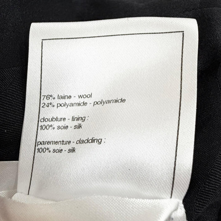 極美品◇CHANEL シャネル 25AW P80418 ウール ココボタン フリンジ付 ツイード コート ブラック ピンク 34 フランス製 正規品 レディース