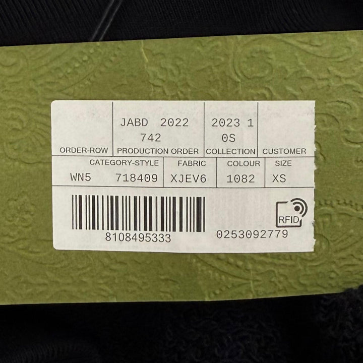 極美品★GUCCI グッチ 22AW 718409 コットン100％ ジップデザイン ロゴフーディ パーカー ブラック XS イタリア製 正規品 レディース