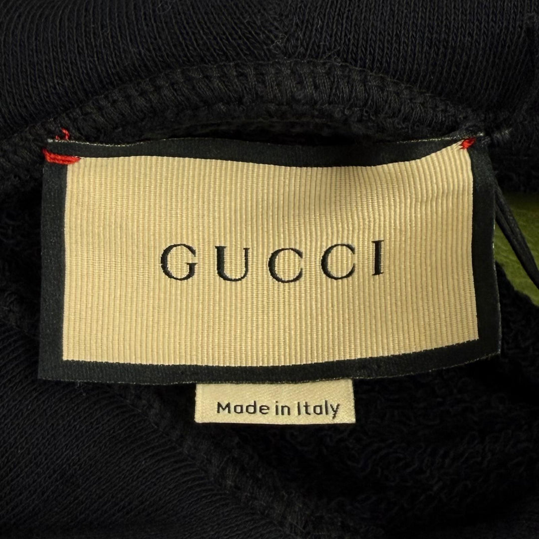 極美品★GUCCI グッチ 22AW 718409 コットン100％ ジップデザイン ロゴフーディ パーカー ブラック XS イタリア製 正規品 レディース