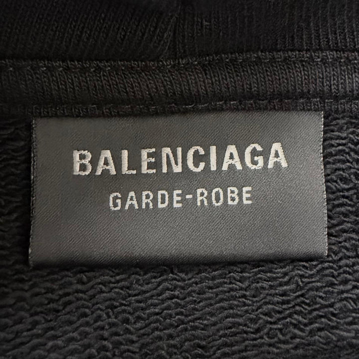 未使用品□BALENCIAGA バレンシアガ 2023年製 728731 コットン GARDE-ROBE プルオーバーパーカー ブラック M 正規品 メンズ 定価147400円