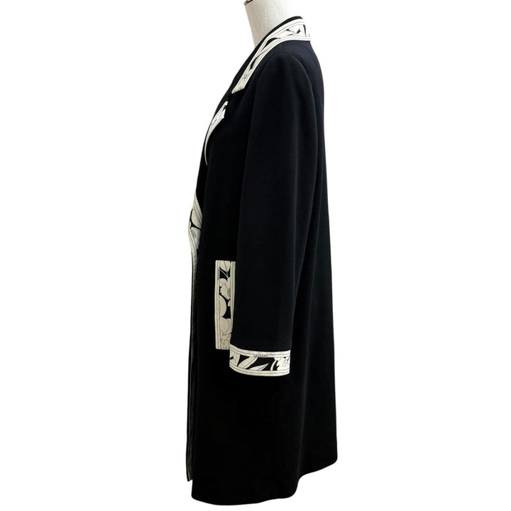 美品★LEONARD FASHION レオナール ファッション ウール100％ 別ベルト4本付 ロゴボタン コート アウター ブラック 11 日本製 レディース