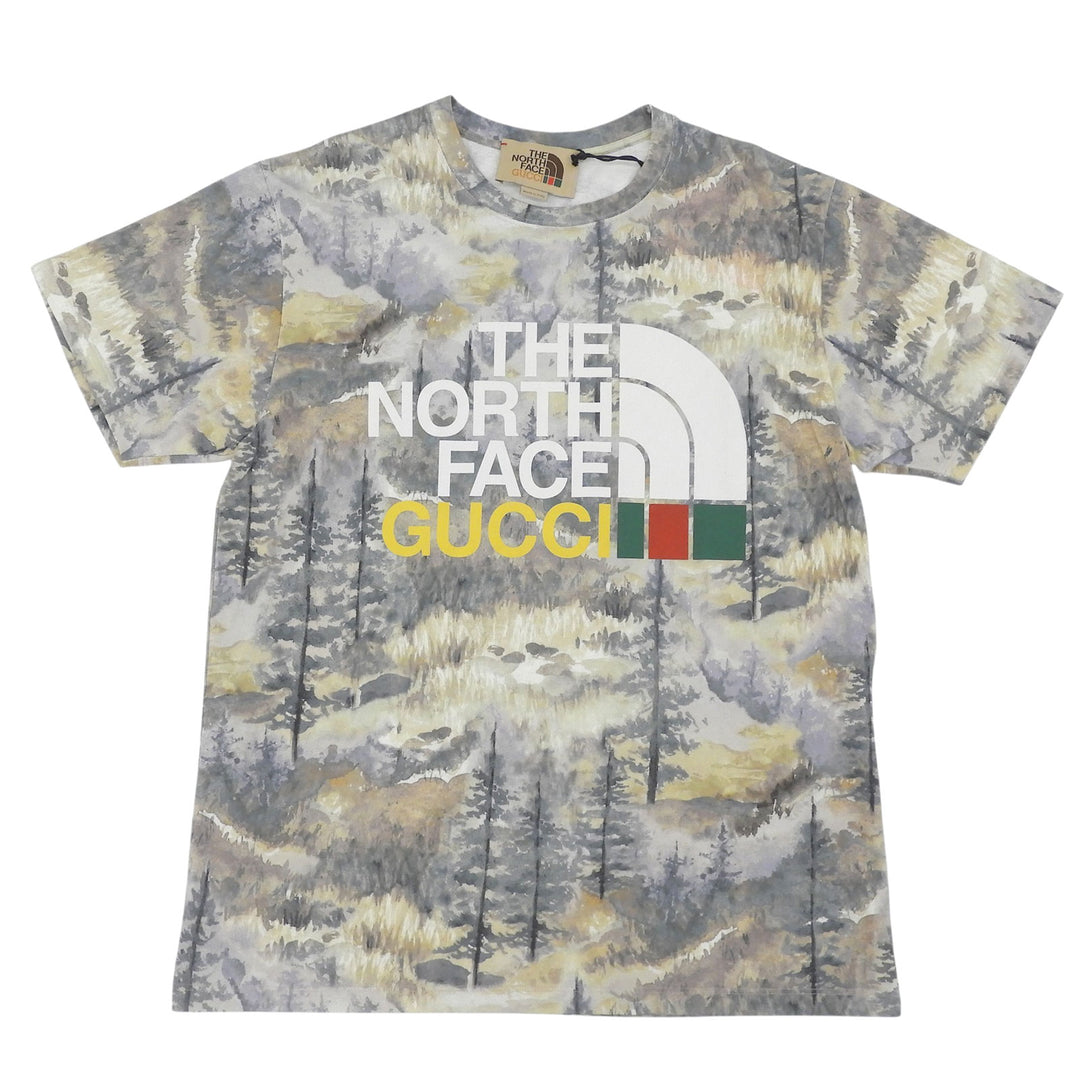 未使用品▲GUCCI×THE NORTH FACE グッチ×ザ・ノースフェイス 672475 コットン100％ フォレストプリント 半袖Ｔシャツ S 伊製 正規品