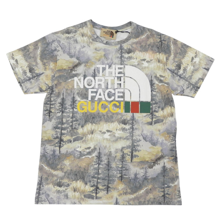 未使用品▲GUCCI×THE NORTH FACE グッチ×ザ・ノースフェイス 672475 コットン100％ フォレストプリント 半袖Ｔシャツ S 伊製 正規品