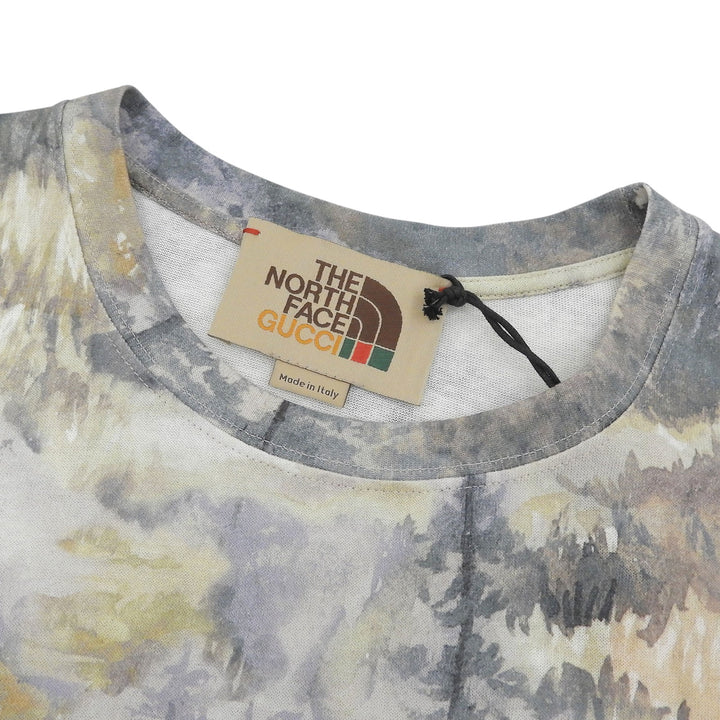 未使用品▲GUCCI×THE NORTH FACE グッチ×ザ・ノースフェイス 672475 コットン100％ フォレストプリント 半袖Ｔシャツ S 伊製 正規品