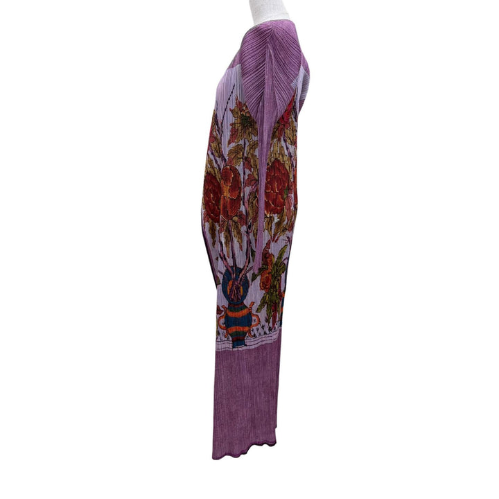 極美品☆PLEATS PLEASE プリーツプリーズ イッセイミヤケ ヴィンテージ 98AW PP84-JH517 牡丹プリント ロング丈 カーディガン 3 正規品