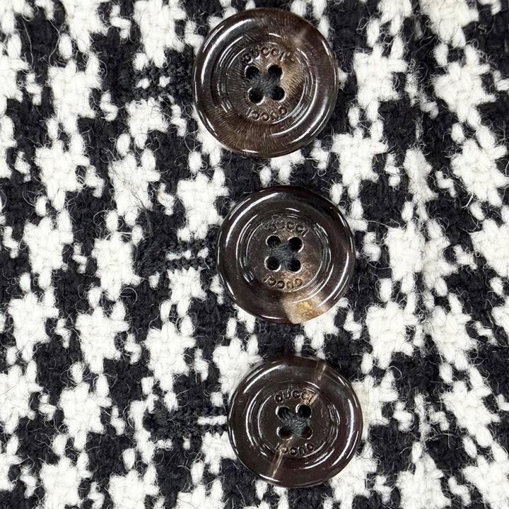 極美品◇GUCCI グッチ 541766 カシミヤ混 インターロッキングGボタン 千鳥格子柄 ジャケット ベスト セット アンサンブル 48 正規品