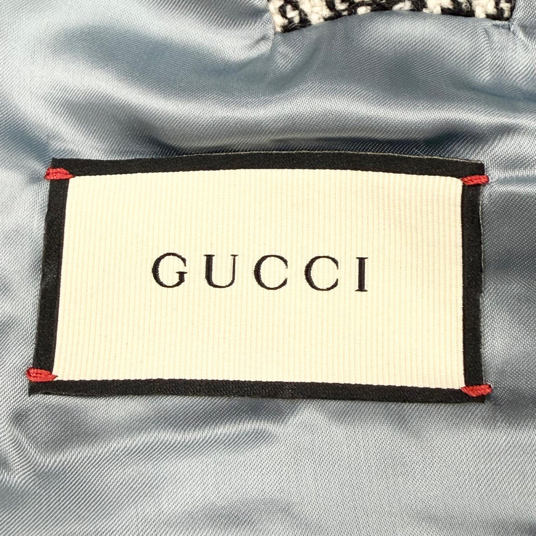 極美品◇GUCCI グッチ 541766 カシミヤ混 インターロッキングGボタン 千鳥格子柄 ジャケット ベスト セット アンサンブル 48 正規品