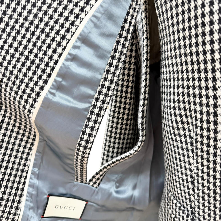 極美品◇GUCCI グッチ 541766 カシミヤ混 インターロッキングGボタン 千鳥格子柄 ジャケット ベスト セット アンサンブル 48 正規品