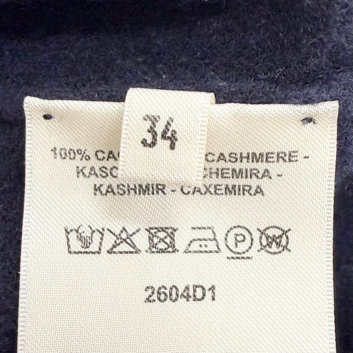 美品△HERMES エルメス 2024年製 4E2604D1 カシミヤ100％ Hリフト 長袖 ニット セーター ダークネイビー 34 イギリス製 レディース