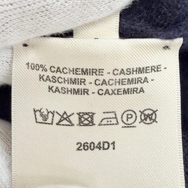美品△HERMES エルメス 2024年製 4E2604D1 カシミヤ100％ Hリフト 長袖 ニット セーター ダークネイビー 34 イギリス製 レディース