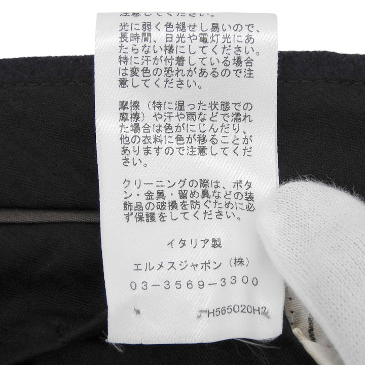 美品▲HERMES エルメス 2025年製 H565020H2 ウール100％ センタープレス スラックス パンツ ネイビー 42 イタリア製 正規品 メンズ