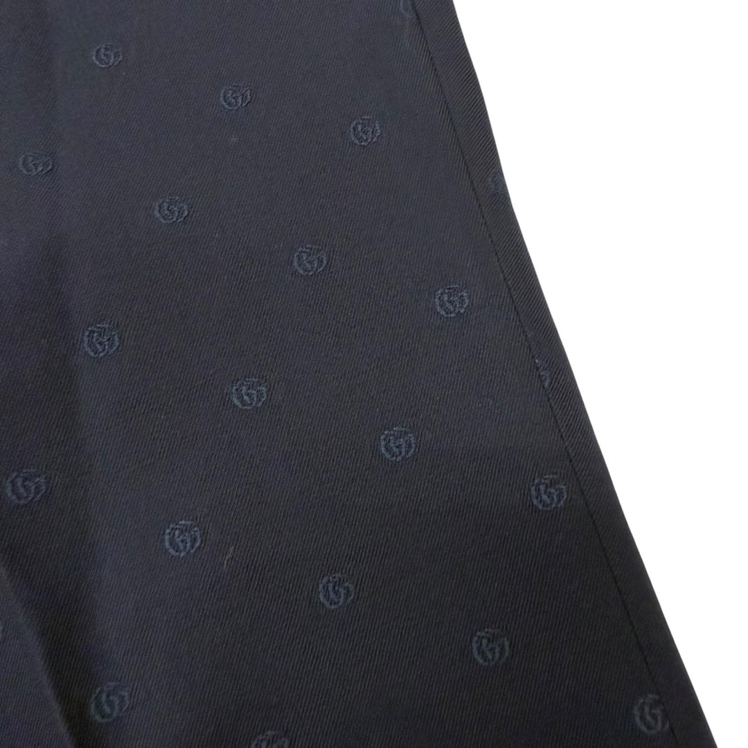 極美品□GUCCI グッチ 692041 ウール100％ GGロゴ総柄 シングル スラックス トラウザーズ パンツ ネイビー 52 スイス製 正規品 メンズ