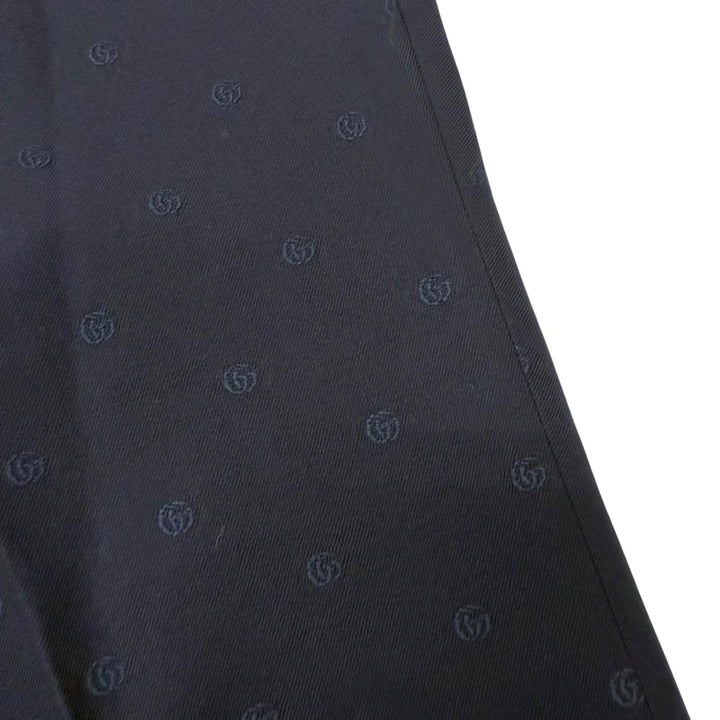 極美品□GUCCI グッチ 692041 ウール100％ GGロゴ総柄 シングル スラックス トラウザーズ パンツ ネイビー 52 スイス製 正規品 メンズ