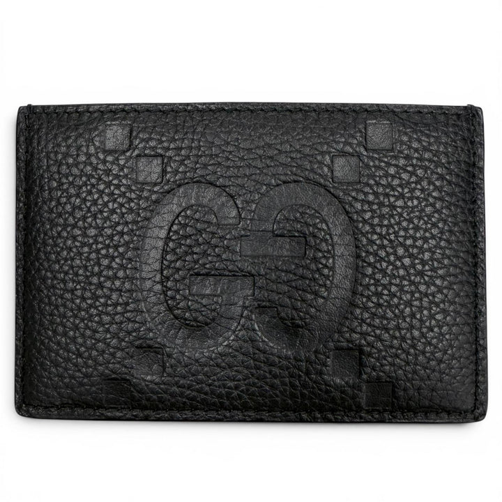 極美品▼GUCCI グッチ 812681 グレインレザー マキシGG パスケース 名刺入れ カードケース ブラック イタリア製 メンズ 保存袋付き