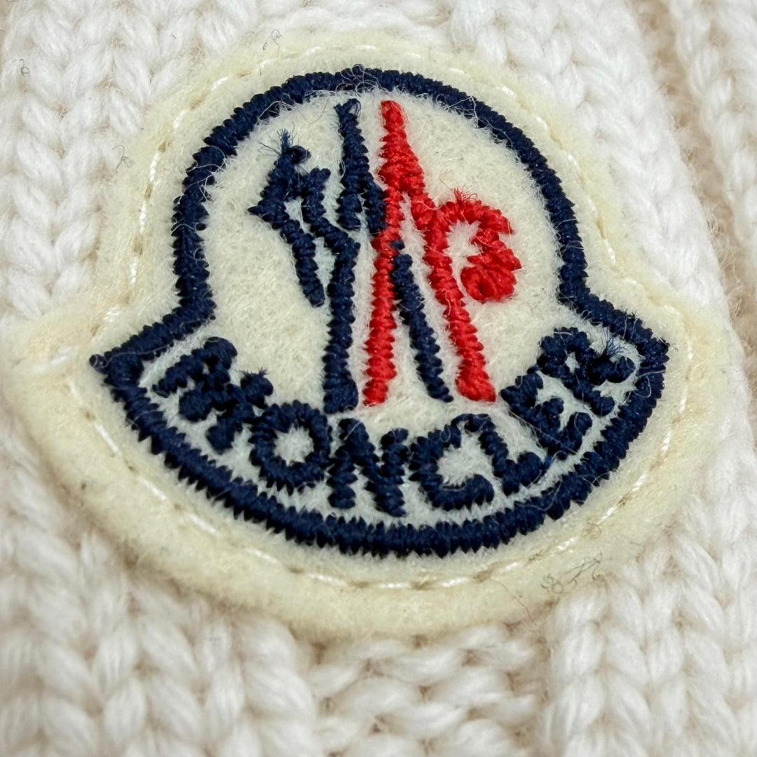 極美品▼MONCLER モンクレール ウール100% ロゴワッペン ビーニー ニットキャップ アイボリー 正規品 メンズ レディース ユニセックス