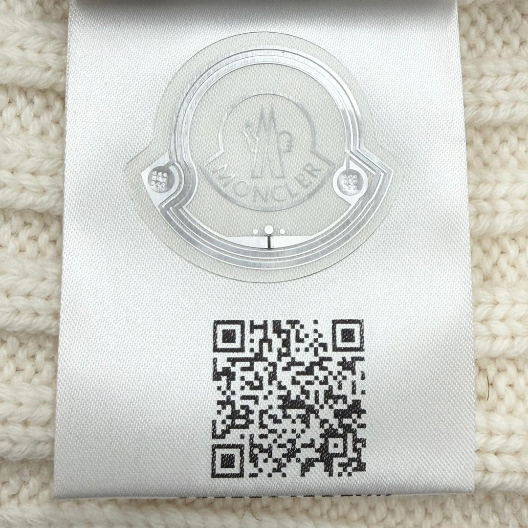 極美品▼MONCLER モンクレール ウール100% ロゴワッペン ビーニー ニットキャップ アイボリー 正規品 メンズ レディース ユニセックス