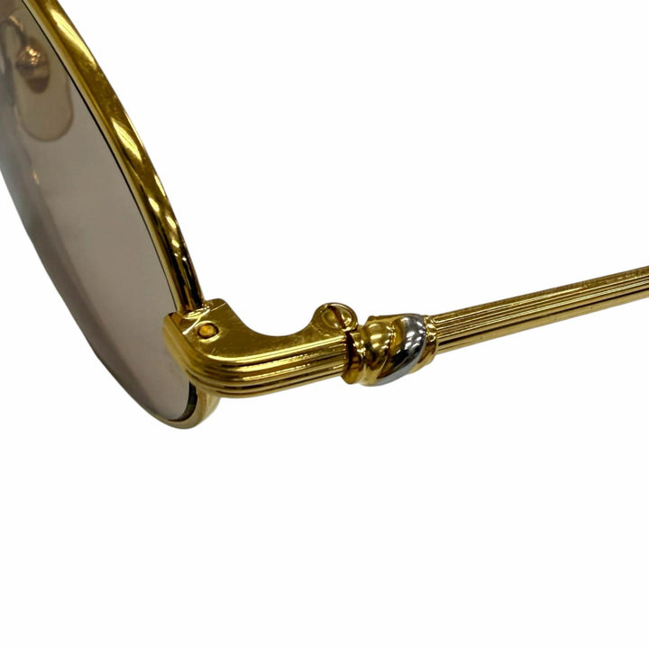 良品□Cartier カルティエ ヴィンテージ ソロボンヌ オーバル サングラス アイウェア ゴールド ブラウン 53□22 度入 フランス製 メンズ