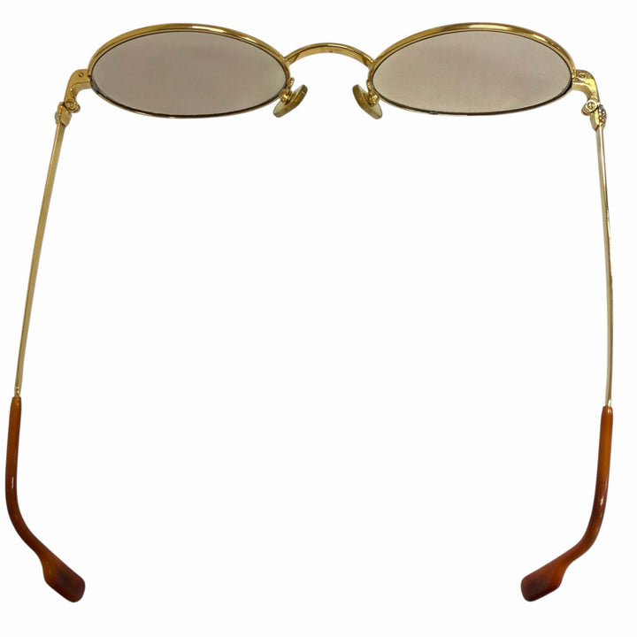 良品□Cartier カルティエ ヴィンテージ ソロボンヌ オーバル サングラス アイウェア ゴールド ブラウン 53□22 度入 フランス製 メンズ