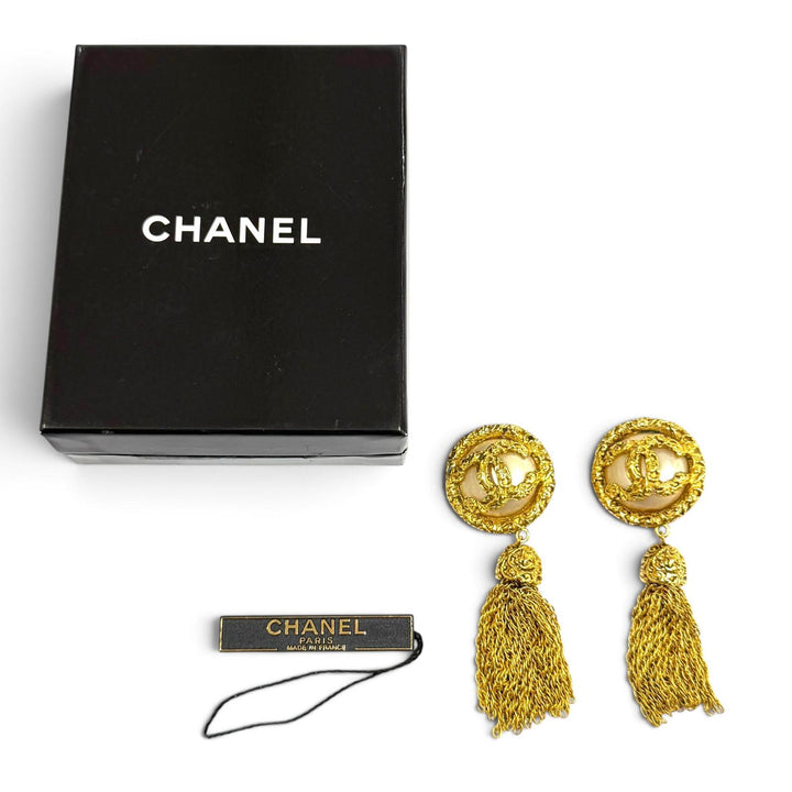 美品★CHANEL シャネル ヴィンテージ 93A ココマーク 溶岩 エコパール イヤリング アクセサリー ゴールド 伊製 レディース 箱付