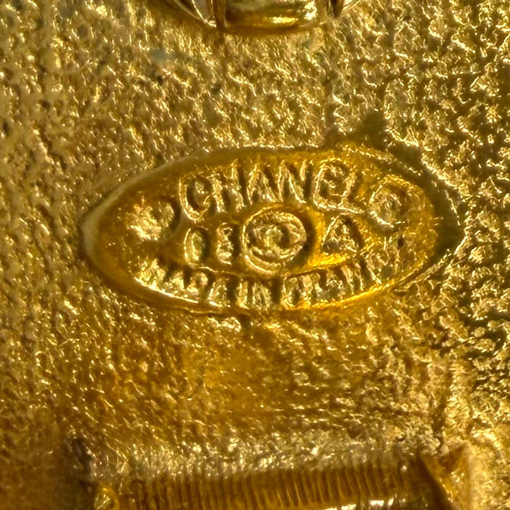 美品★CHANEL シャネル ヴィンテージ 93A ココマーク 溶岩 エコパール イヤリング アクセサリー ゴールド 伊製 レディース 箱付