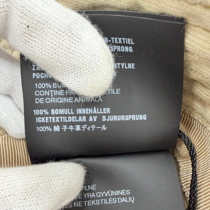 未使用品☆PRADA プラダ 2HC137 コットン トライアングルロゴプレート バケットハット ベージュ L イタリア製 正規品 レディース 保袋付