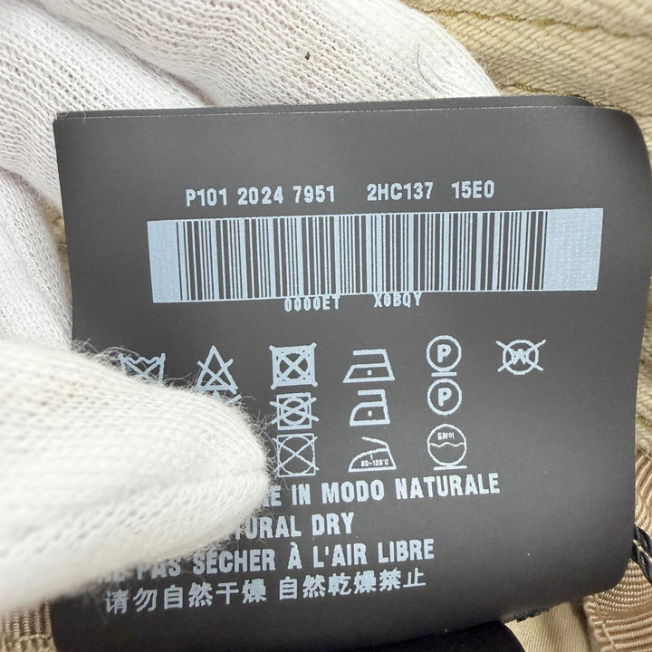 未使用品☆PRADA プラダ 2HC137 コットン トライアングルロゴプレート バケットハット ベージュ L イタリア製 正規品 レディース 保袋付