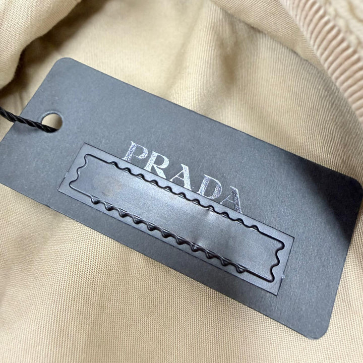 未使用品☆PRADA プラダ 2HC137 コットン トライアングルロゴプレート バケットハット ベージュ L イタリア製 正規品 レディース 保袋付