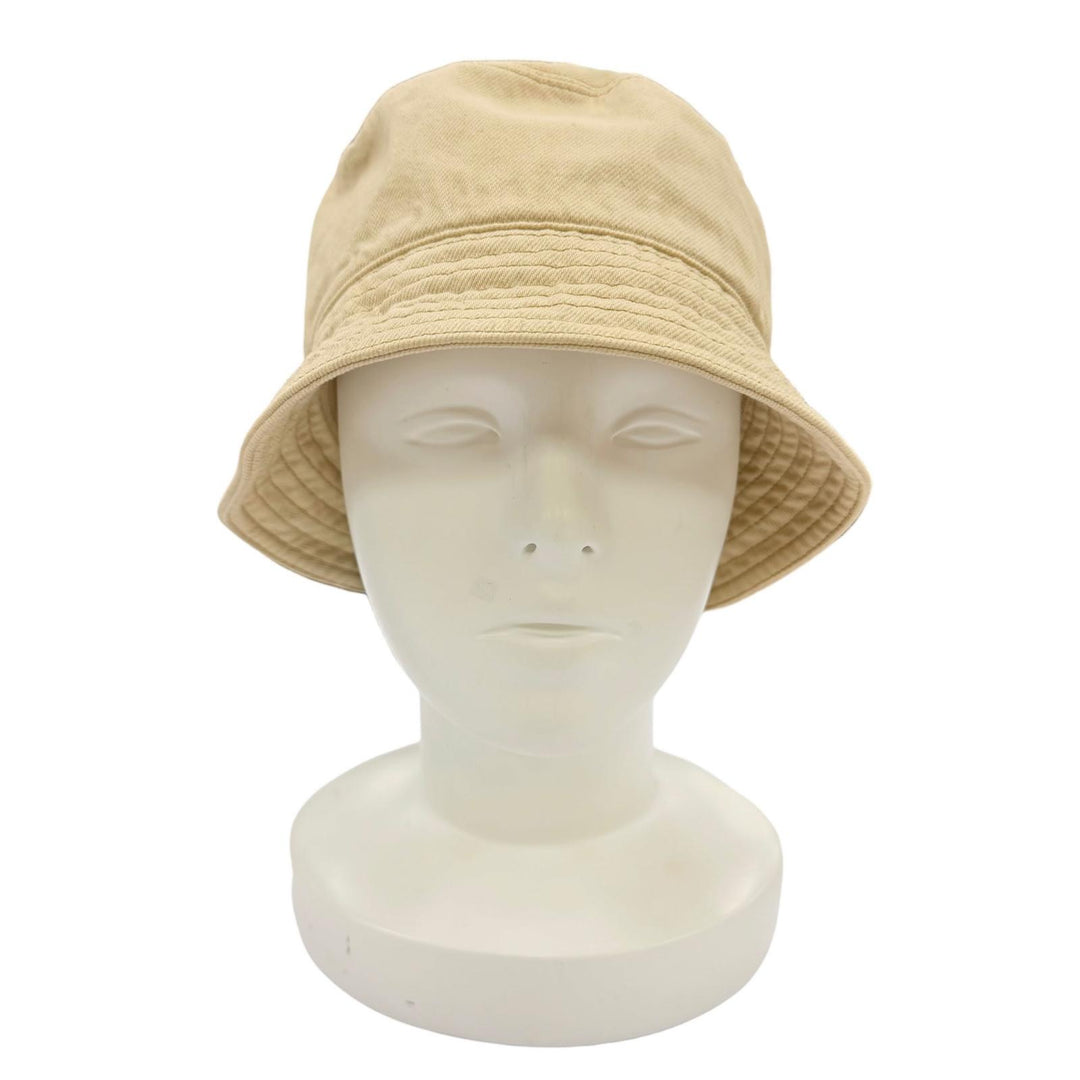 未使用品☆PRADA プラダ 2HC137 コットン トライアングルロゴプレート バケットハット ベージュ L イタリア製 正規品 レディース 保袋付