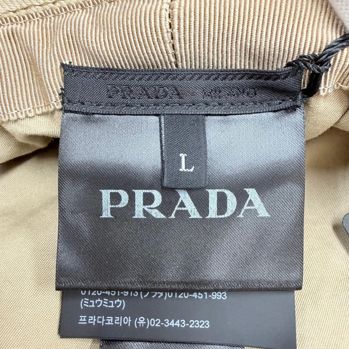 未使用品☆PRADA プラダ 2HC137 コットン トライアングルロゴプレート バケットハット ベージュ L イタリア製 正規品 レディース 保袋付
