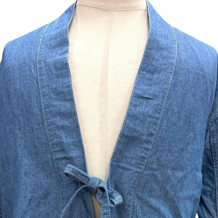 良品▼VISVIM ビズビム 15SS lhamoShirts noragi コットン リネン シャンブレー セルビッジ シャツジャケット ブルー 1 日本製 正規品