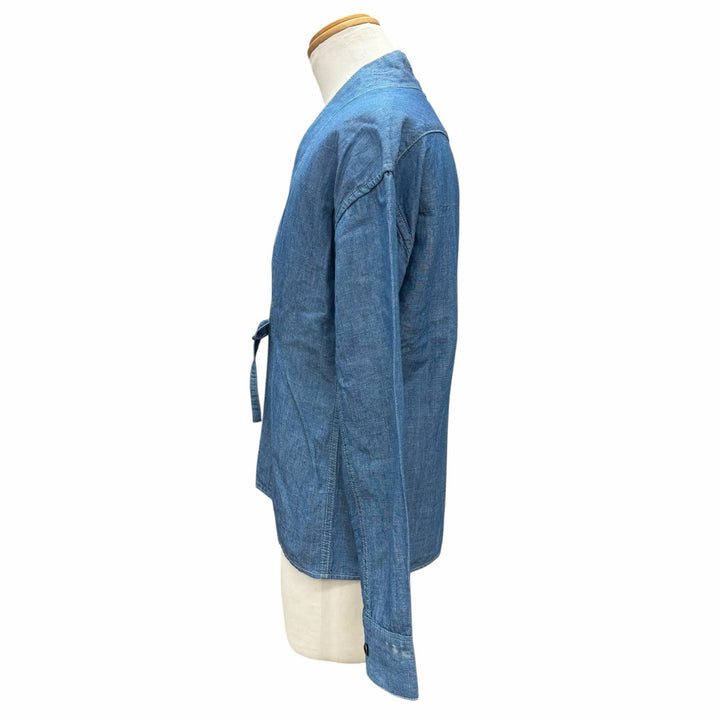 良品▼VISVIM ビズビム 15SS lhamoShirts noragi コットン リネン シャンブレー セルビッジ シャツジャケット ブルー 1 日本製 正規品