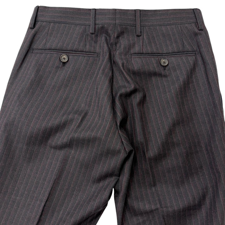 未使用品□ETRO エトロ ストライプ 裏ペイズリー柄/シルク100％ シングルスーツ セットアップ チャコールグレー 46 イタリア製 正規品