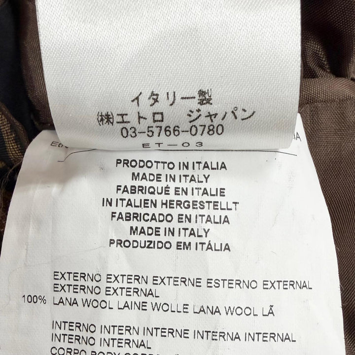 未使用品□ETRO エトロ ストライプ 裏ペイズリー柄/シルク100％ シングルスーツ セットアップ チャコールグレー 46 イタリア製 正規品