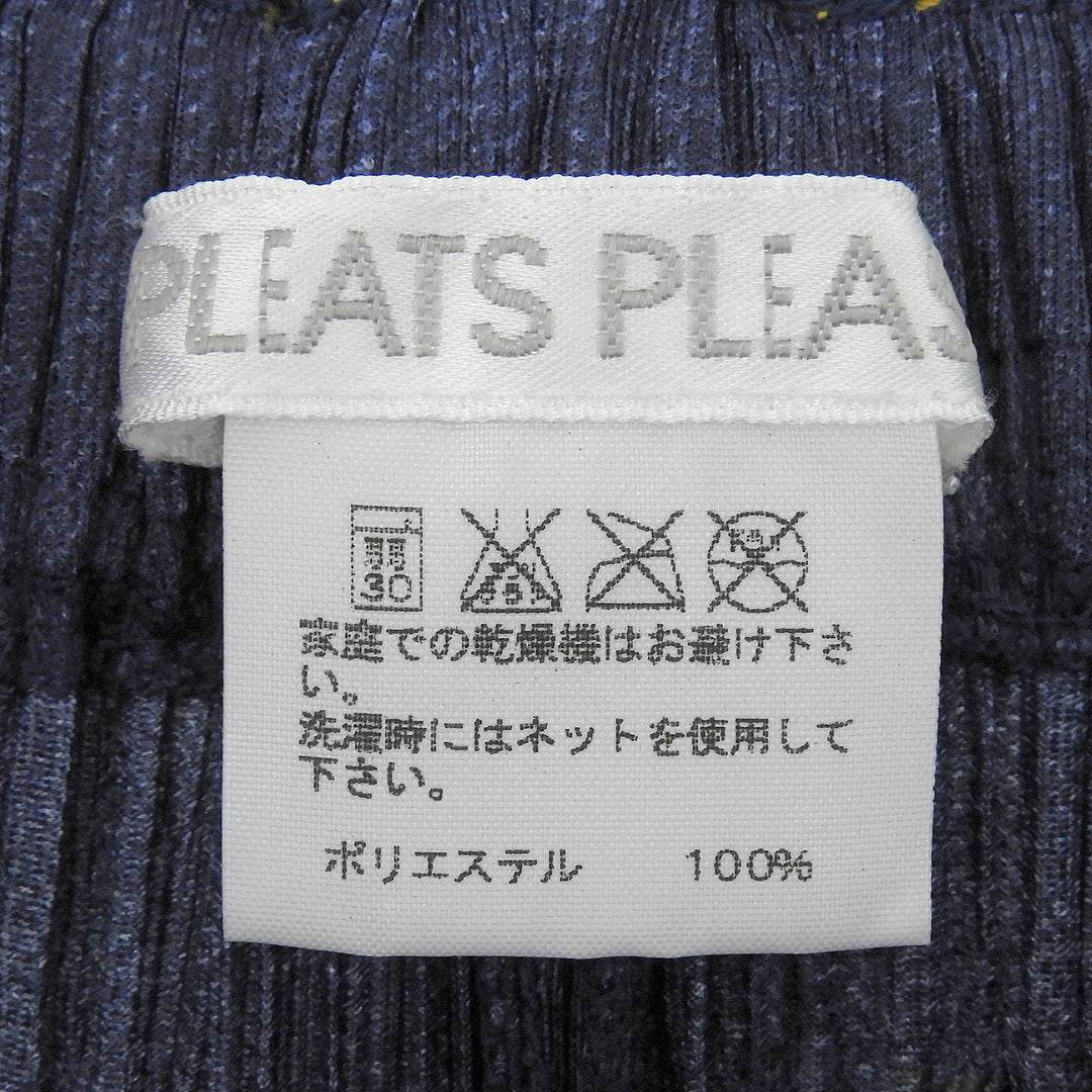 極美品▲PLEATS PLEASE プリーツプリーズ イッセイミヤケ PP75-JF022 デニム転写 プリーツ パンツ インディゴ 2 日本製 正規品 レディース